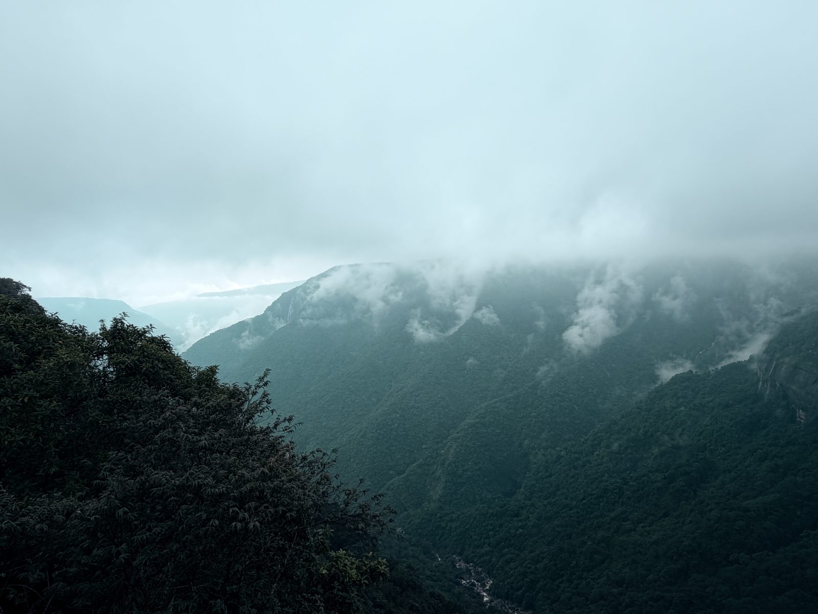 Cloud-covered mountains